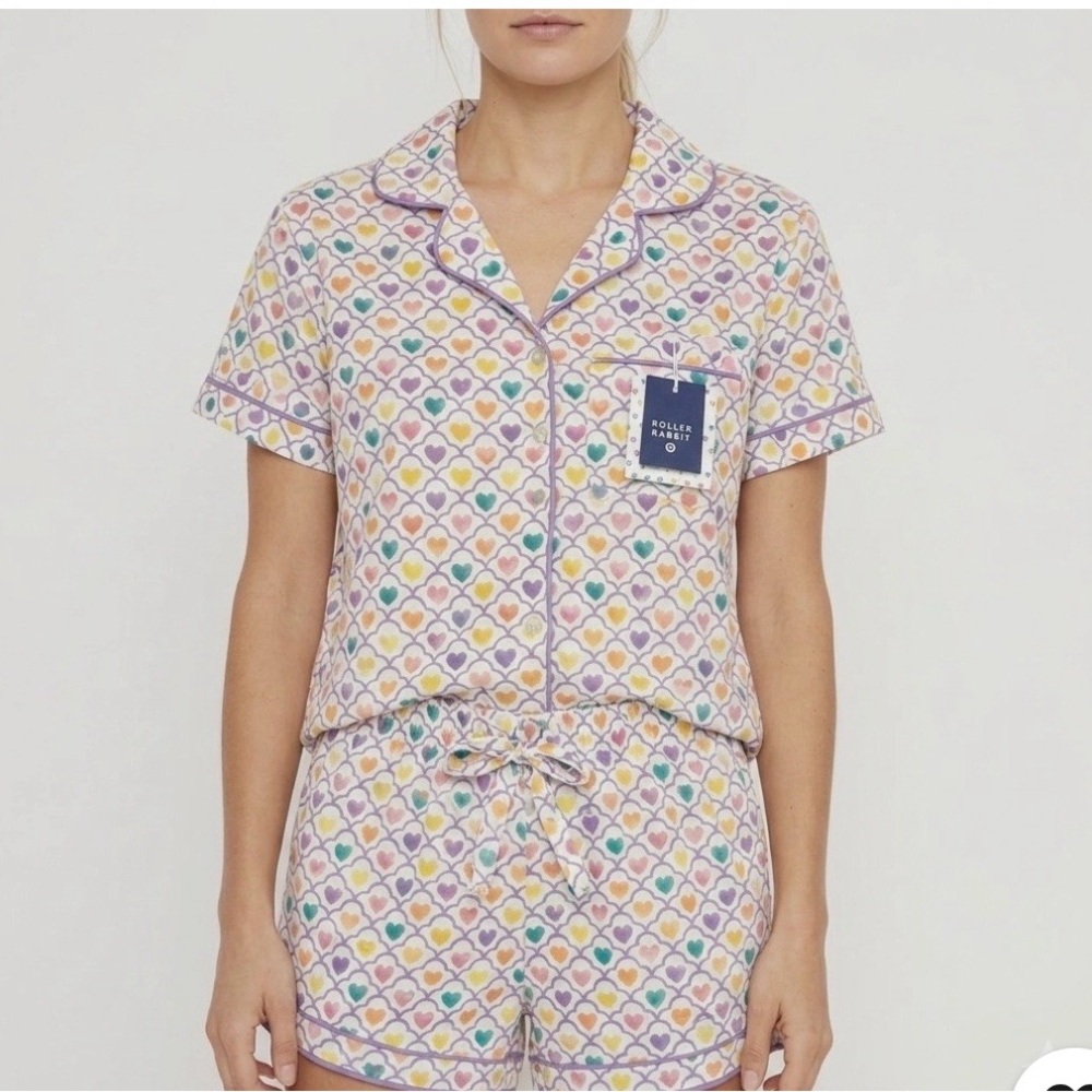 NWT Roller Rabbit x Target Multicolor Heart-Print Short Pajama Set